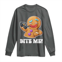 Funny Xmas Gingerbread Man Long Sleeve Shirt Funny Sexy Cookie Bite Me - Wonder Print Shop