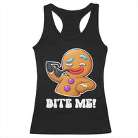 Funny Xmas Gingerbread Man Racerback Tank Top Funny Sexy Cookie Bite Me - Wonder Print Shop
