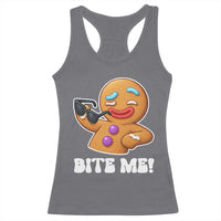 Funny Xmas Gingerbread Man Racerback Tank Top Funny Sexy Cookie Bite Me - Wonder Print Shop