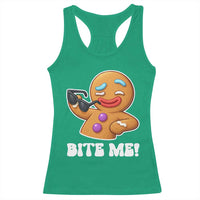 Funny Xmas Gingerbread Man Racerback Tank Top Funny Sexy Cookie Bite Me - Wonder Print Shop