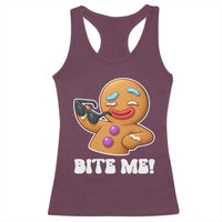 Funny Xmas Gingerbread Man Racerback Tank Top Funny Sexy Cookie Bite Me - Wonder Print Shop