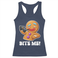 Funny Xmas Gingerbread Man Racerback Tank Top Funny Sexy Cookie Bite Me - Wonder Print Shop