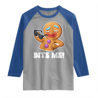Funny Xmas Gingerbread Man Raglan Shirt Funny Sexy Cookie Bite Me - Wonder Print Shop