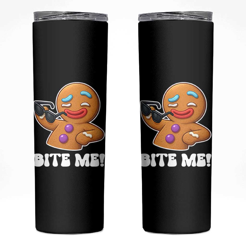 Funny Xmas Gingerbread Man Skinny Tumbler Funny Sexy Cookie Bite Me - Wonder Print Shop