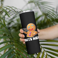 Funny Xmas Gingerbread Man Skinny Tumbler Funny Sexy Cookie Bite Me - Wonder Print Shop