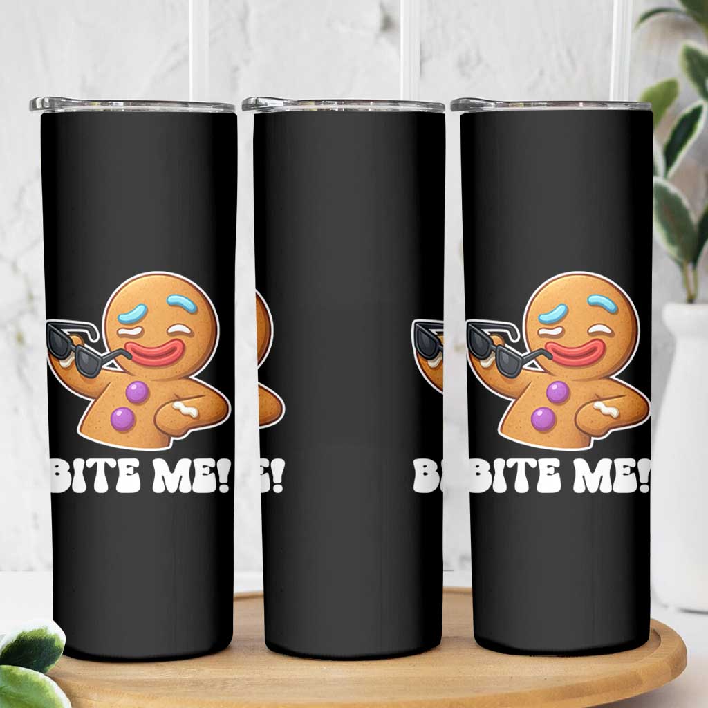 Funny Xmas Gingerbread Man Skinny Tumbler Funny Sexy Cookie Bite Me - Wonder Print Shop