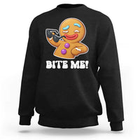 Funny Xmas Gingerbread Man Sweatshirt Funny Sexy Cookie Bite Me - Wonder Print Shop