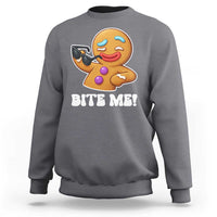 Funny Xmas Gingerbread Man Sweatshirt Funny Sexy Cookie Bite Me - Wonder Print Shop