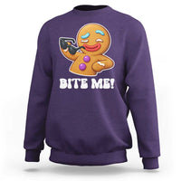 Funny Xmas Gingerbread Man Sweatshirt Funny Sexy Cookie Bite Me - Wonder Print Shop