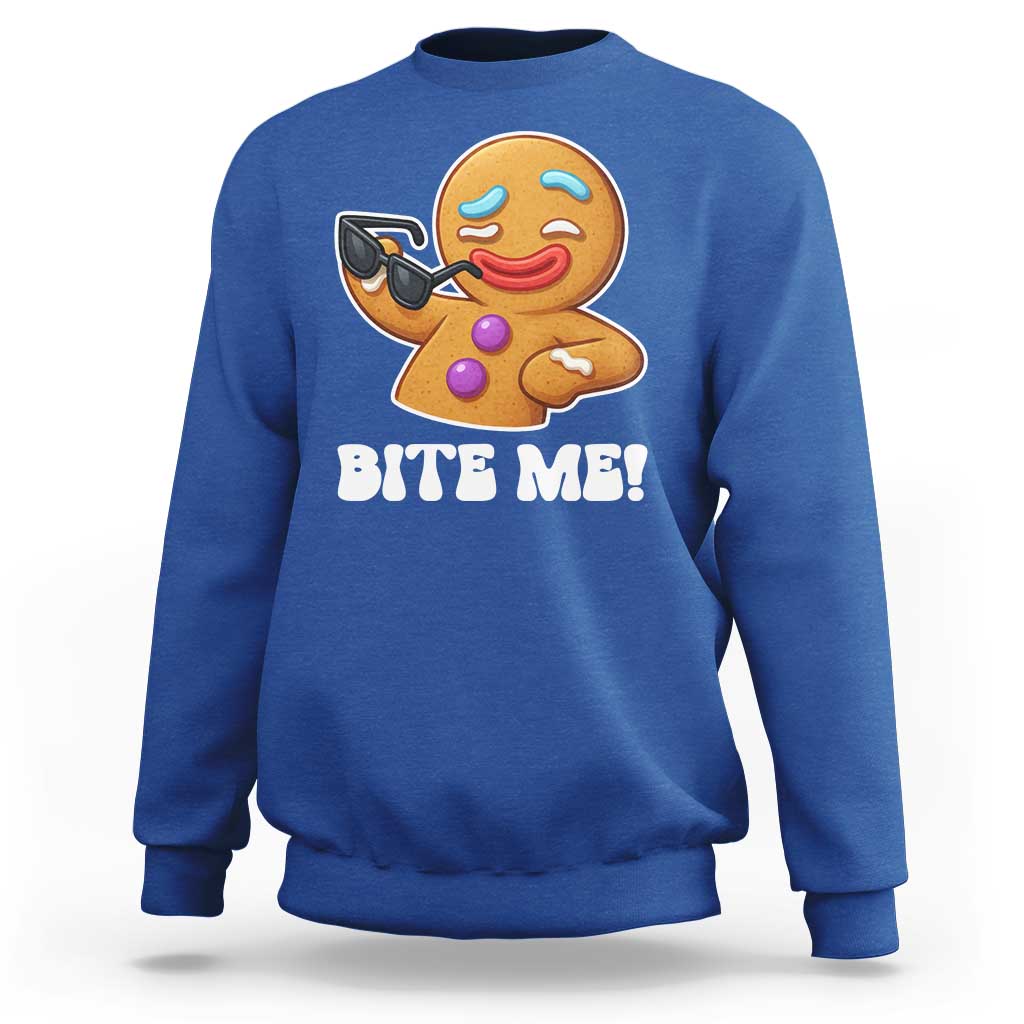Funny Xmas Gingerbread Man Sweatshirt Funny Sexy Cookie Bite Me - Wonder Print Shop