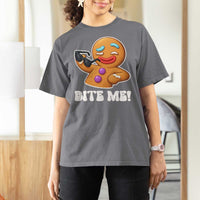 Funny Xmas Gingerbread Man T Shirt For Women Funny Sexy Cookie Bite Me - Wonder Print Shop