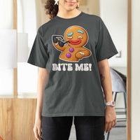 Funny Xmas Gingerbread Man T Shirt For Women Funny Sexy Cookie Bite Me - Wonder Print Shop