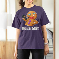 Funny Xmas Gingerbread Man T Shirt For Women Funny Sexy Cookie Bite Me - Wonder Print Shop