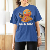 Funny Xmas Gingerbread Man T Shirt For Women Funny Sexy Cookie Bite Me - Wonder Print Shop