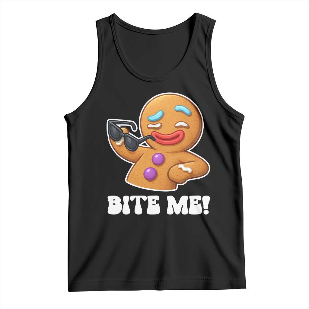 Funny Xmas Gingerbread Man Tank Top Funny Sexy Cookie Bite Me - undefined