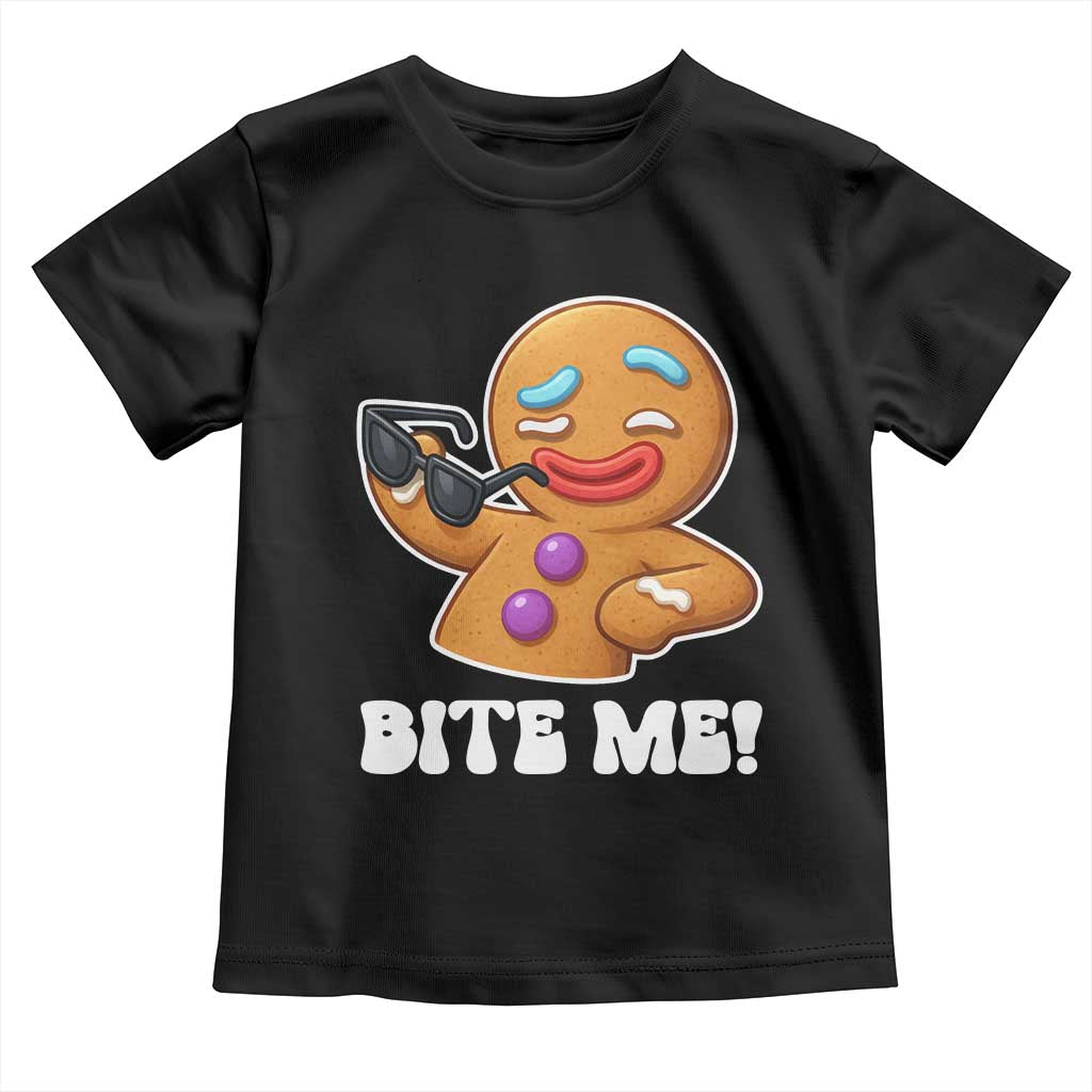 Funny Xmas Gingerbread Man Toddler T Shirt Funny Sexy Cookie Bite Me - Wonder Print Shop