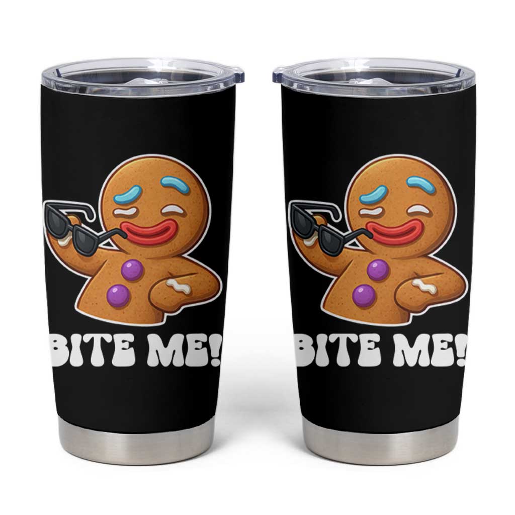 Funny Xmas Gingerbread Man Tumbler Cup Funny Sexy Cookie Bite Me - Wonder Print Shop