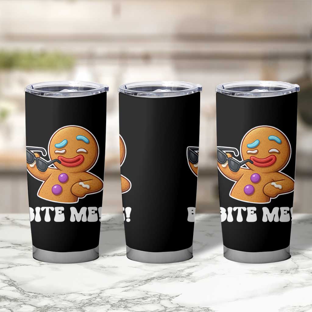Funny Xmas Gingerbread Man Tumbler Cup Funny Sexy Cookie Bite Me - Wonder Print Shop