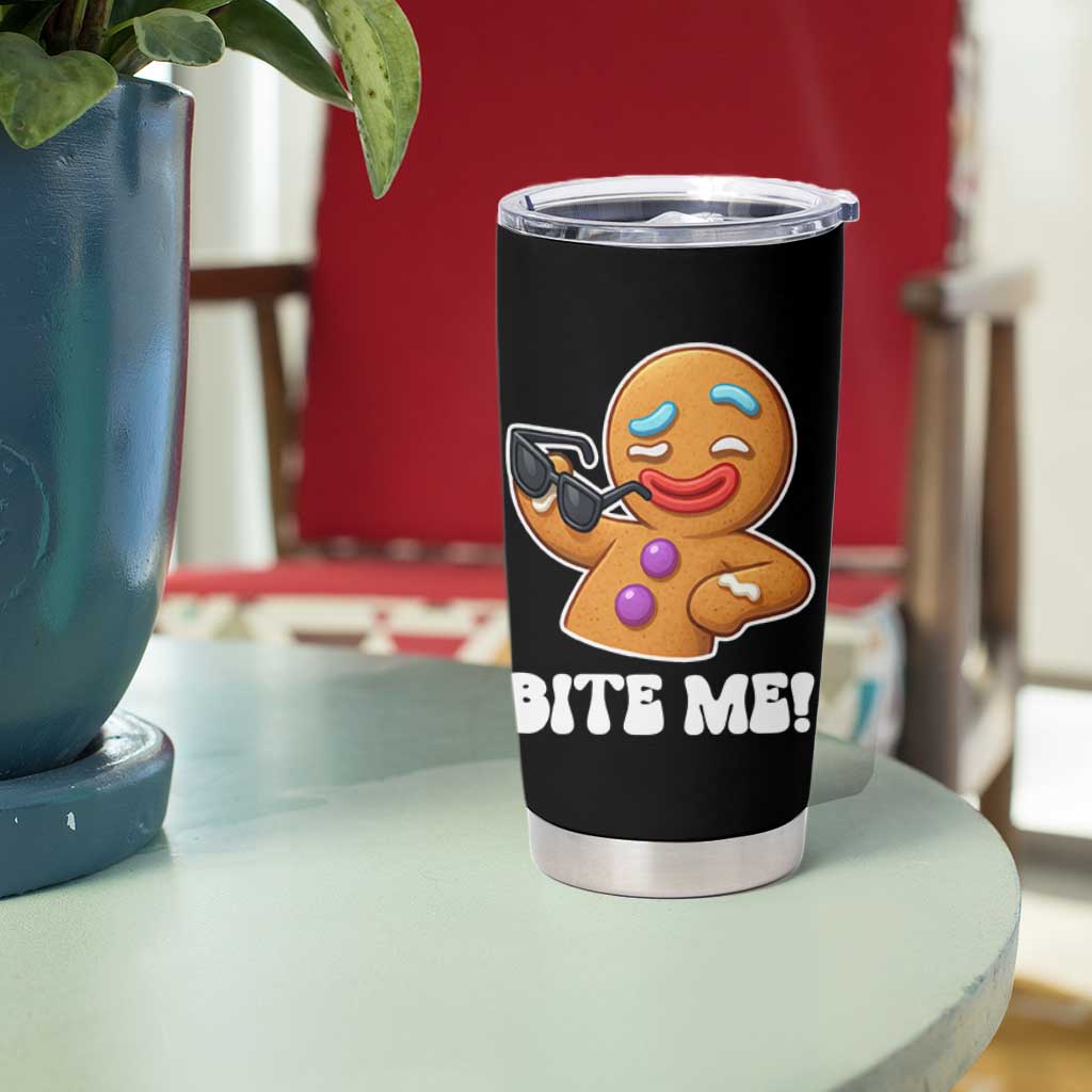 Funny Xmas Gingerbread Man Tumbler Cup Funny Sexy Cookie Bite Me - Wonder Print Shop