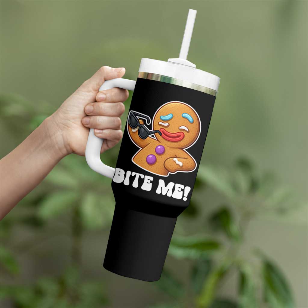 Funny Xmas Gingerbread Man Tumbler With Handle Funny Sexy Cookie Bite Me - Wonder Print Shop