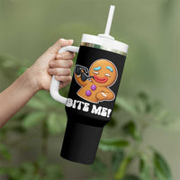 Funny Xmas Gingerbread Man Tumbler With Handle Funny Sexy Cookie Bite Me - Wonder Print Shop