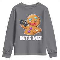 Funny Xmas Gingerbread Man Youth Sweatshirt Funny Sexy Cookie Bite Me - Wonder Print Shop