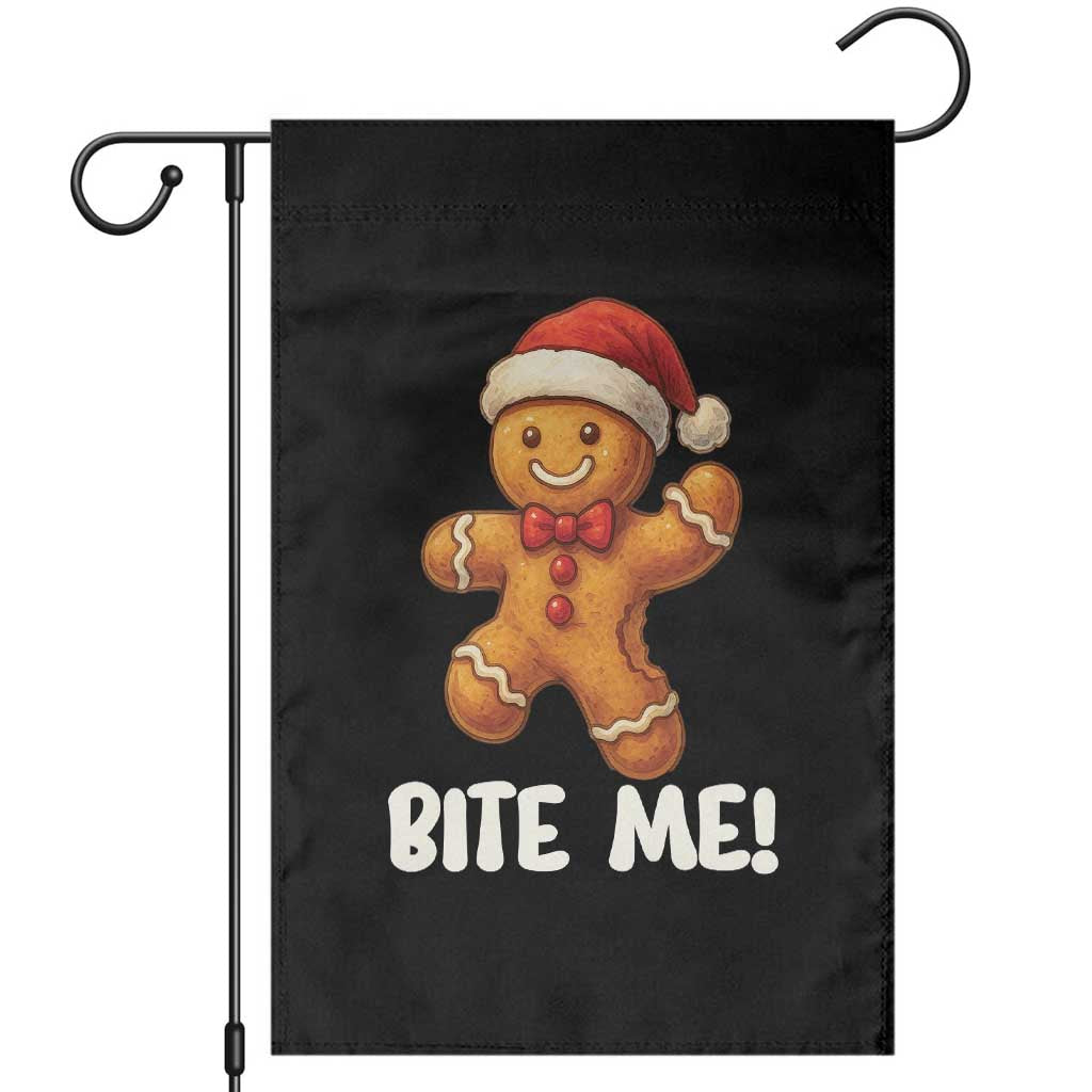 Funny Xmas Gingerbread Man Garden Flag Cookie Bite Me - Wonder Print Shop