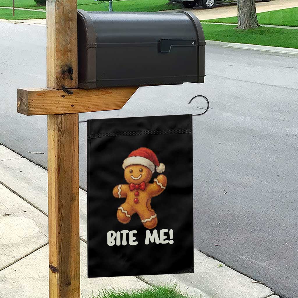 Funny Xmas Gingerbread Man Garden Flag Cookie Bite Me - Wonder Print Shop