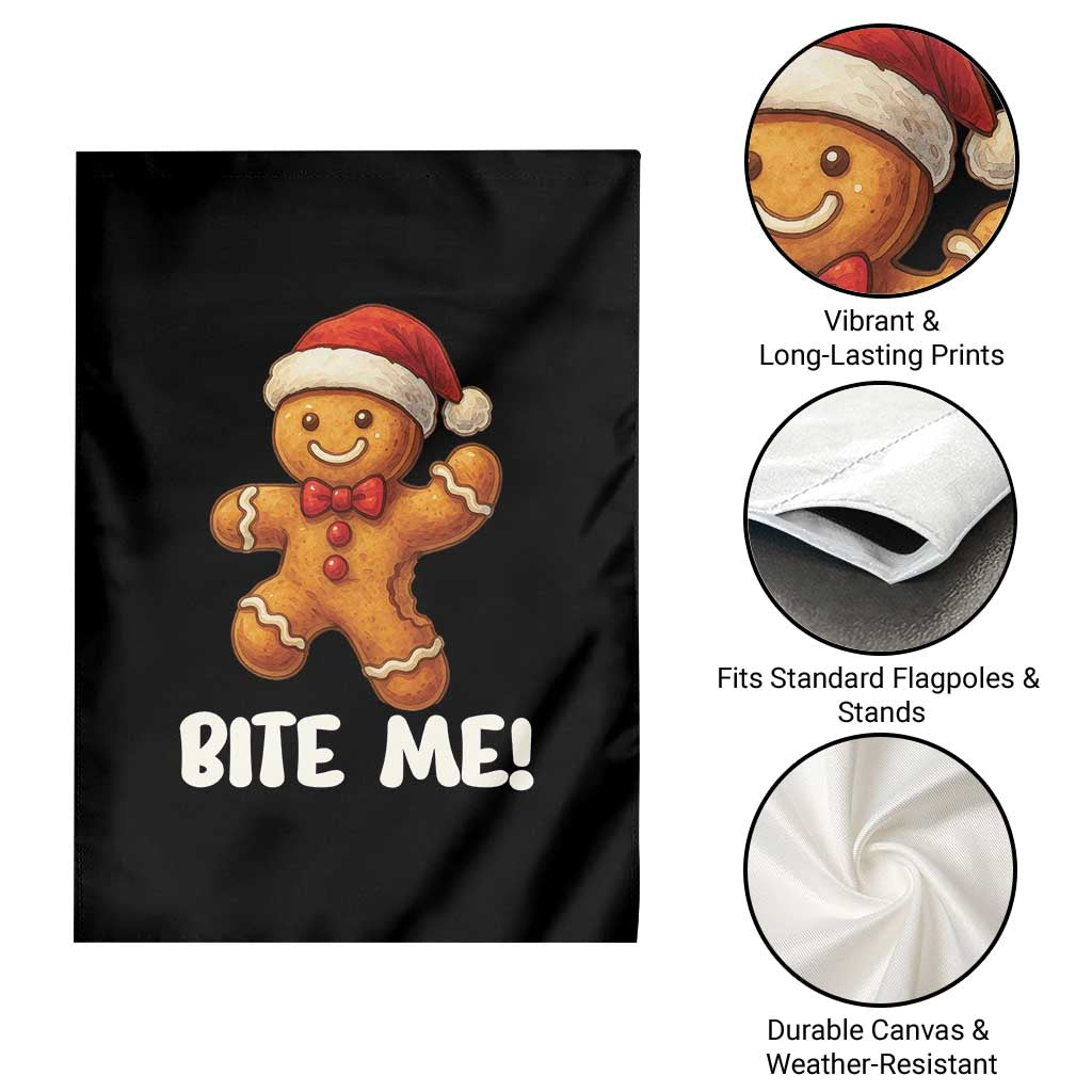 Funny Xmas Gingerbread Man Garden Flag Cookie Bite Me - Wonder Print Shop
