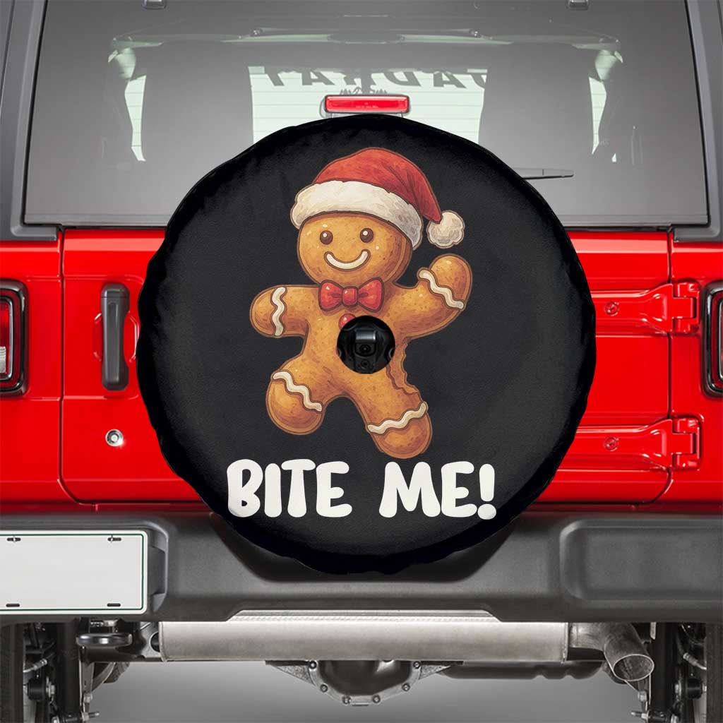 Funny Xmas Gingerbread Man Spare Tire Cover Cookie Bite Me - Wonder Print Shop