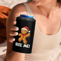 Funny Xmas Gingerbread Man 4 in 1 Can Cooler Tumbler Cookie Bite Me - Wonder Print Shop