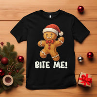 Funny Xmas Gingerbread Man T Shirt Cookie Bite Me - Wonder Print Shop