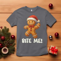 Funny Xmas Gingerbread Man T Shirt Cookie Bite Me - Wonder Print Shop