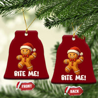 Funny Xmas Gingerbread Man Ceramic Ornament Cookie Bite Me - Wonder Print Shop