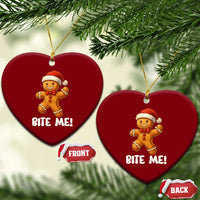 Funny Xmas Gingerbread Man Ceramic Ornament Cookie Bite Me - Wonder Print Shop