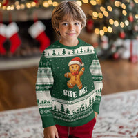 Funny Xmas Gingerbread Man Ugly Christmas Sweater Cookie Bite Me - Wonder Print Shop