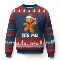 Funny Xmas Gingerbread Man Ugly Christmas Sweater Cookie Bite Me - Wonder Print Shop