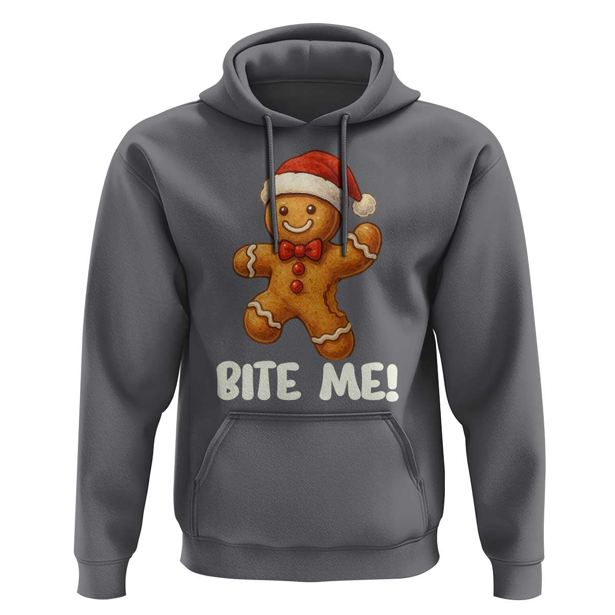 Funny Xmas Gingerbread Man Hoodie Cookie Bite Me - Wonder Print Shop