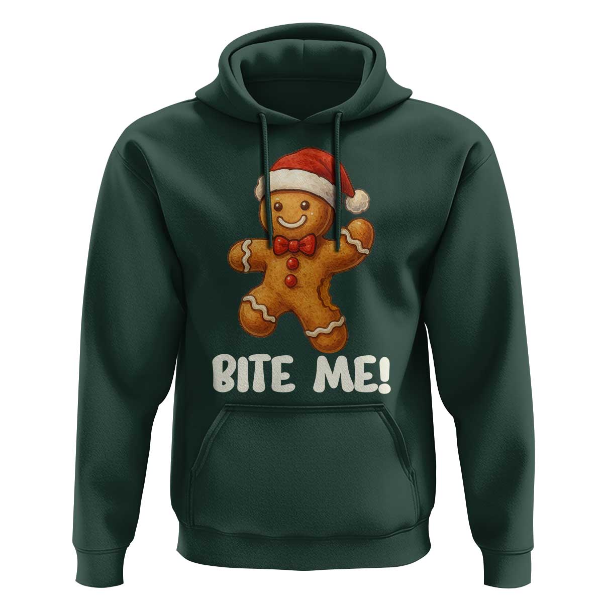 Funny Xmas Gingerbread Man Hoodie Cookie Bite Me - Wonder Print Shop
