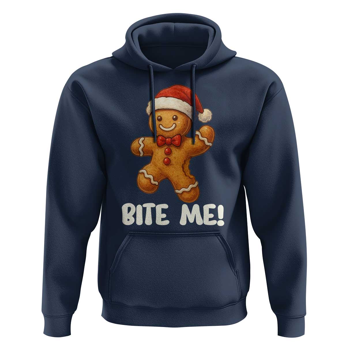 Funny Xmas Gingerbread Man Hoodie Cookie Bite Me - Wonder Print Shop