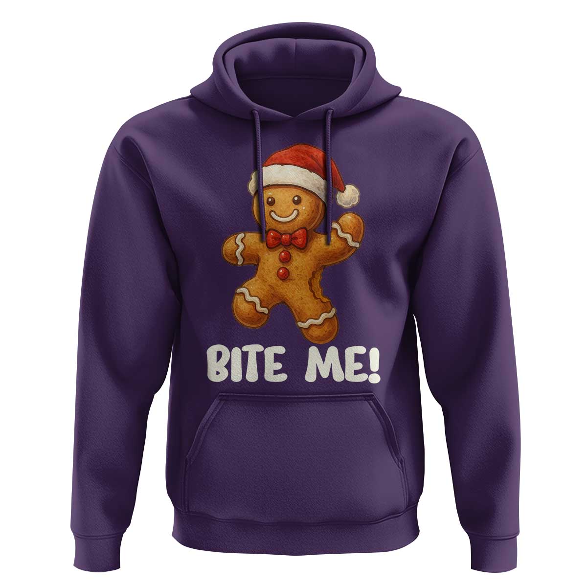 Funny Xmas Gingerbread Man Hoodie Cookie Bite Me - Wonder Print Shop