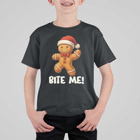 Funny Xmas Gingerbread Man T Shirt For Kid Cookie Bite Me - Wonder Print Shop