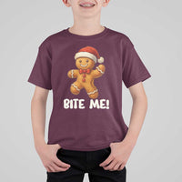 Funny Xmas Gingerbread Man T Shirt For Kid Cookie Bite Me - Wonder Print Shop