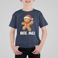 Funny Xmas Gingerbread Man T Shirt For Kid Cookie Bite Me - Wonder Print Shop