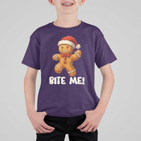 Funny Xmas Gingerbread Man T Shirt For Kid Cookie Bite Me - Wonder Print Shop