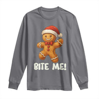 Funny Xmas Gingerbread Man Long Sleeve Shirt Cookie Bite Me - undefined