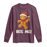 Funny Xmas Gingerbread Man Long Sleeve Shirt Cookie Bite Me - undefined