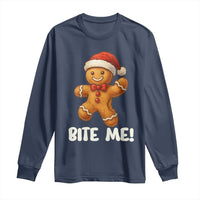 Funny Xmas Gingerbread Man Long Sleeve Shirt Cookie Bite Me - undefined