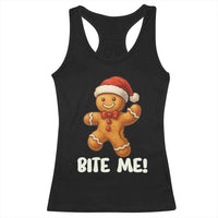 Funny Xmas Gingerbread Man Racerback Tank Top Cookie Bite Me - Wonder Print Shop