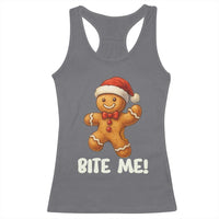 Funny Xmas Gingerbread Man Racerback Tank Top Cookie Bite Me - Wonder Print Shop